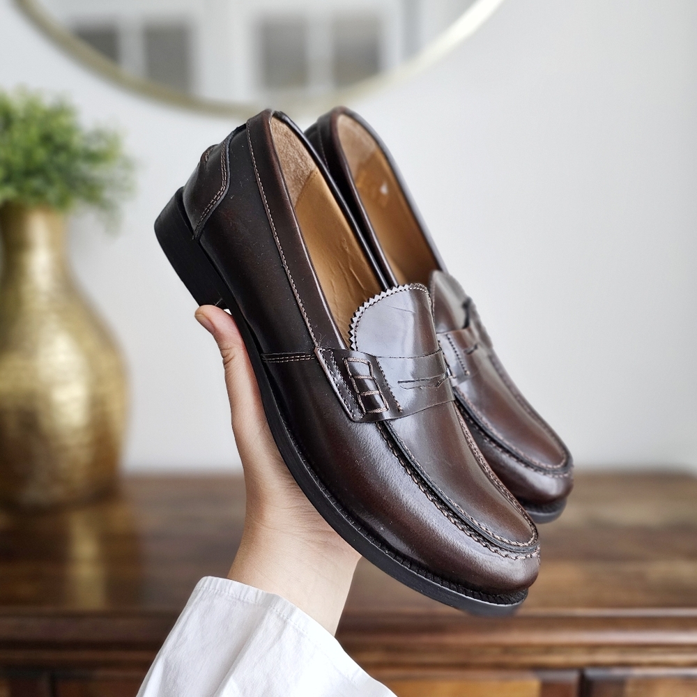 Frank Daniel Made in Italy Vero Cuoio Leather Penny Loafers Brown Size 40 / US 7
